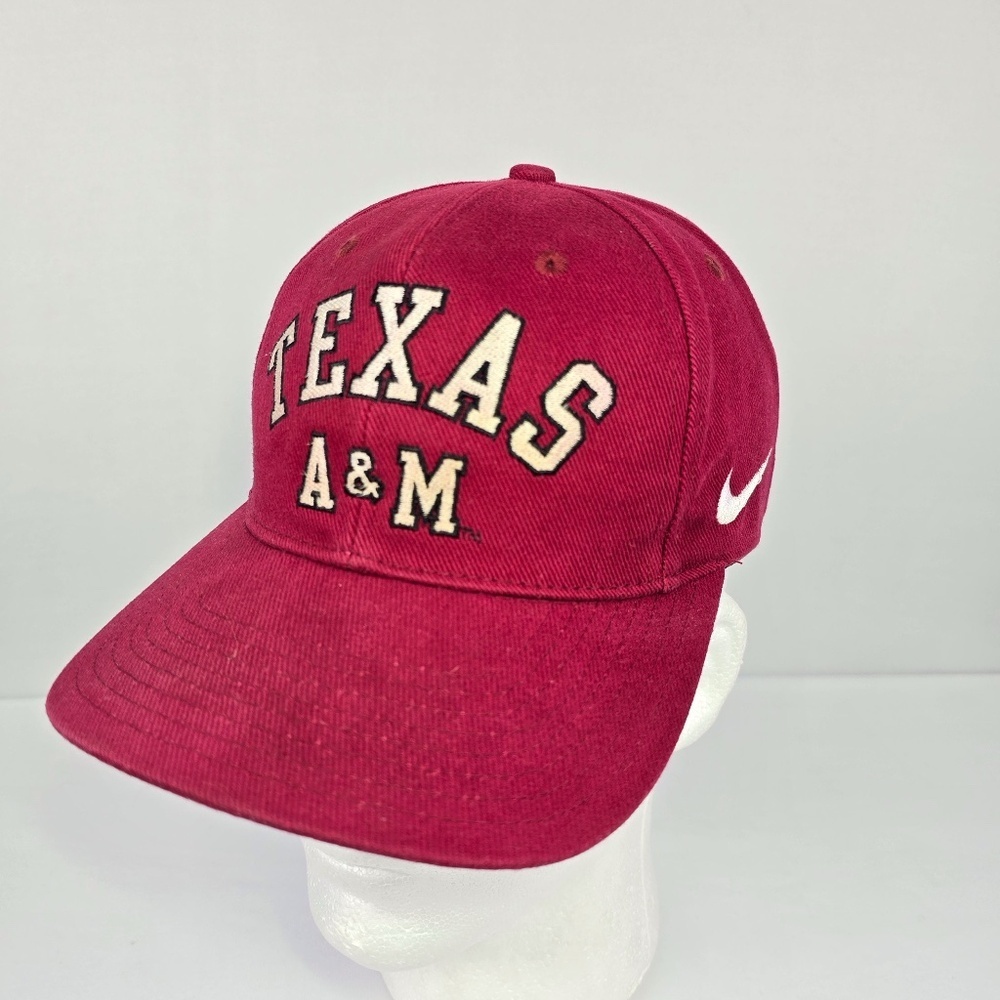 Vintage 90s Texas A&M Aggies Nike Snapback Cap Hat Swoosh Logo Taiwan Gig 'Em OS